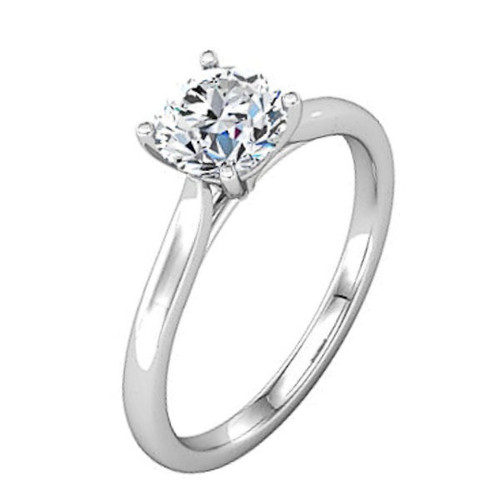 Round Cut Cathedral Solitaire Engagement Ring