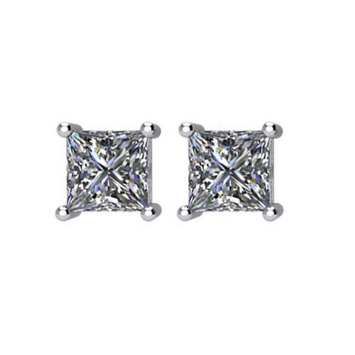 2.0 CT TW Princess Cut Diamond Stud Earrings | Princess Jewelry
