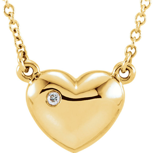 Yellow Gold Petite Diamond Heart Necklace