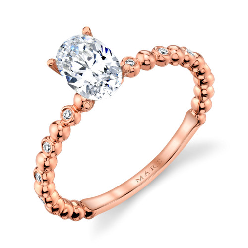 Rose Gold Beaded Diamond Engagement Ring