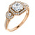 Rose Gold 3-Stone Halo Engagement Ring