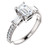 White Gold Emerald Cut Diamond Accent Engagement Ring