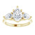 3-Stone Engagement Ring with Pear Shaped Diamond Accents