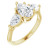 3-Stone Engagement Ring with Pear Shaped Diamond Accents