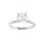 White gold solitaire diamond engagement ring top view that measures about 2.0-2.5 mm wide. 