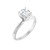 White gold solitaire diamond engagement ring that measures about 2.0-2.5 mm wide. 