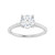 White gold twisted solitaire diamond engagement ring with hidden diamonds under crown, top view