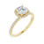 Yellow gold cushion cut halo diamond accented engagement ring