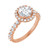 Rose gold round cut halo diamond accented engagement ring