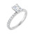 White gold French set emerald cut diamond engagement ring