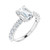 White gold emerald cut diamond accent engagement ring
