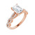 Rose gold emerald cut diamond accented engagement ring