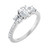 White gold three stone diamond accented engagement ring