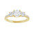 Three Stone Round Diamond Accented Engagement Ring