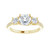 French-Set Three Stone Diamond Accent Engagement Ring