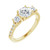 Yellow gold three stone diamond accent French-set engagement ring