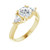 Yellow gold trillion and round three stone diamond engagement ring