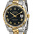 Online Only Pre-owned Independently Certified Rolex Steel/18KY Men's Black Datejust Watch