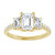 3-Stone Emerald Cut Diamond Accent Engagement Ring