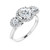 3-Stone Halo Diamond Accent Engagement Ring