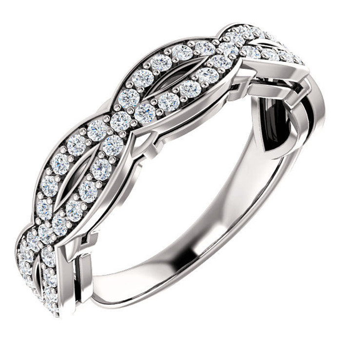 White gold twisted diamond anniversary ring