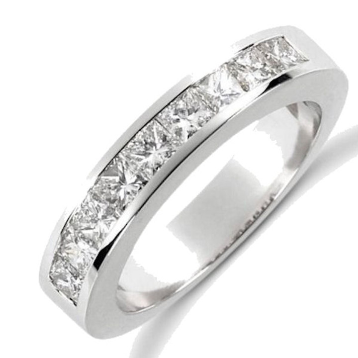 White Gold Princess Cut Channel Set Anniversary Ring