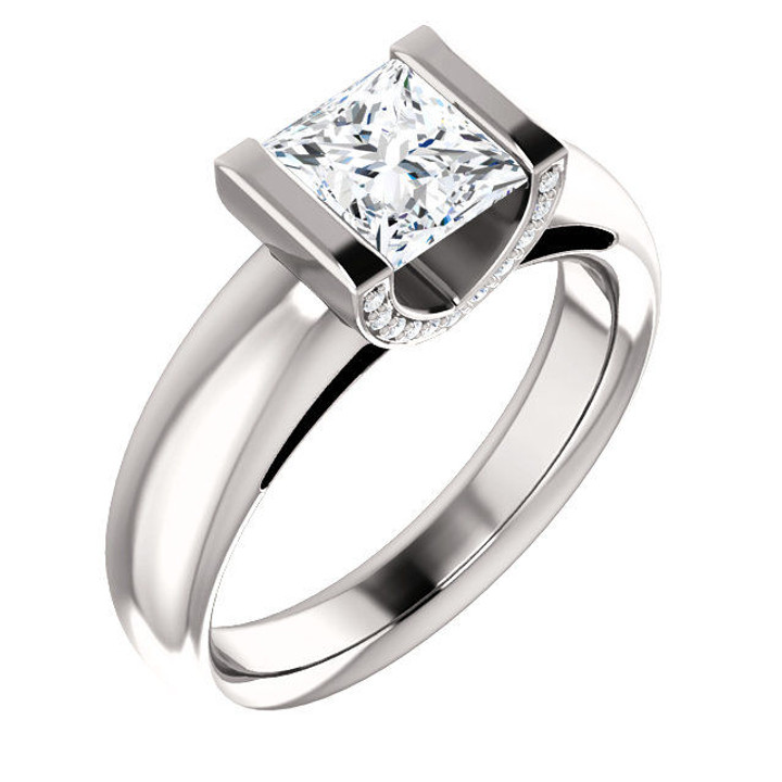 White Gold Diamond Princess Cut Engagement Ring