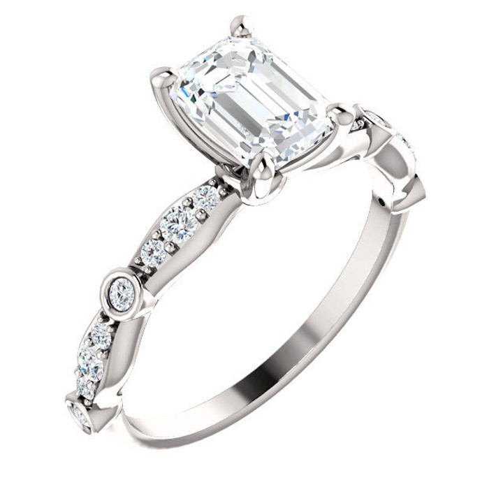 White Gold Emerald Cut Diamond Engagement Ring