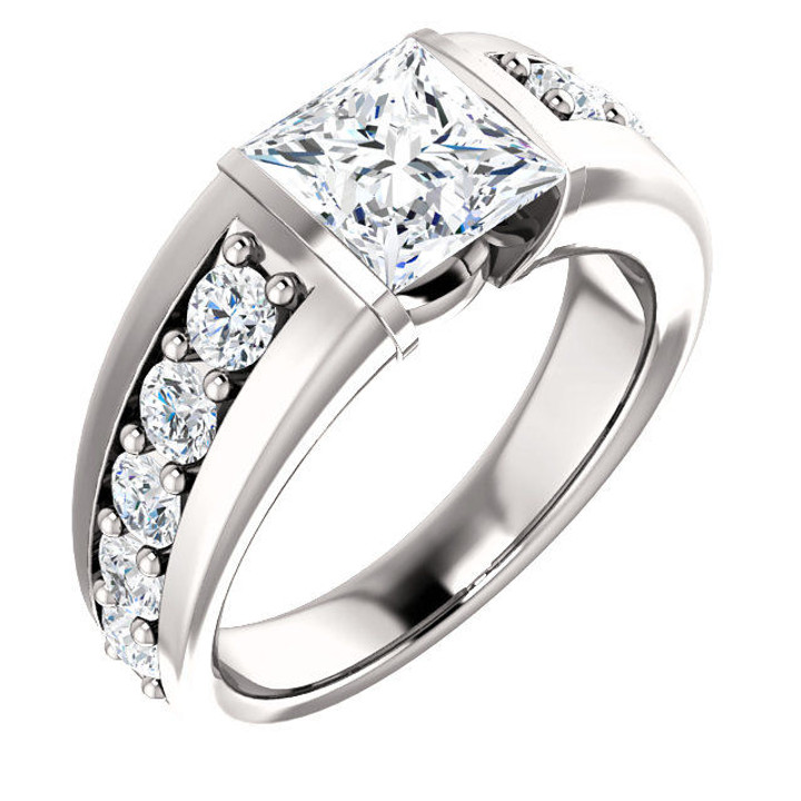 White Gold Princess Cut Diamond Engagement Ring