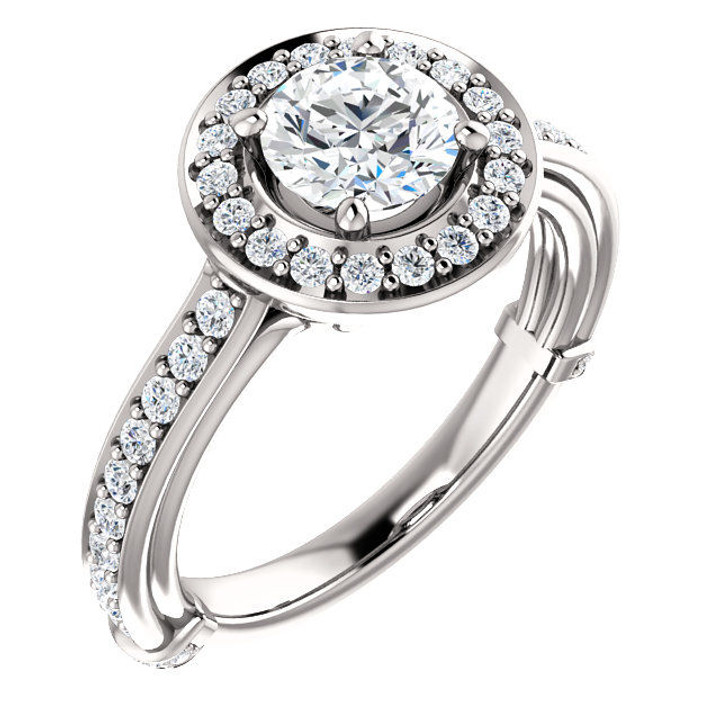White Gold Round Halo Engagement Ring