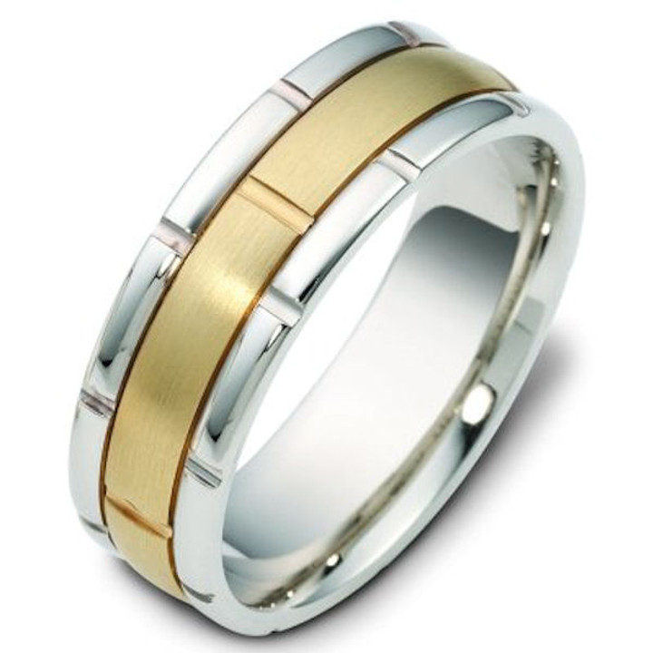 14Kt Two-Tone Gold Brick Wedding Band