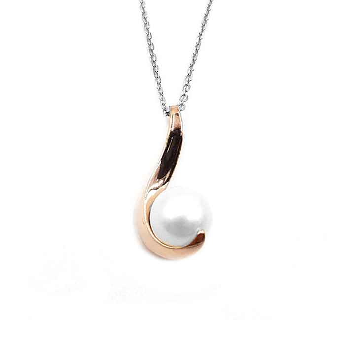 Rose Gold Over Silver Pearl Pendant