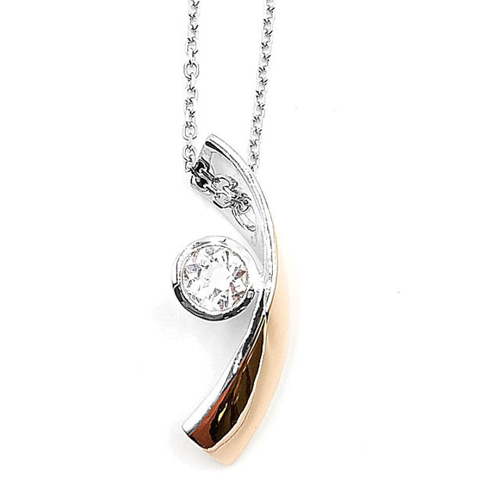 Silver Necklace  White Topaz Pendant