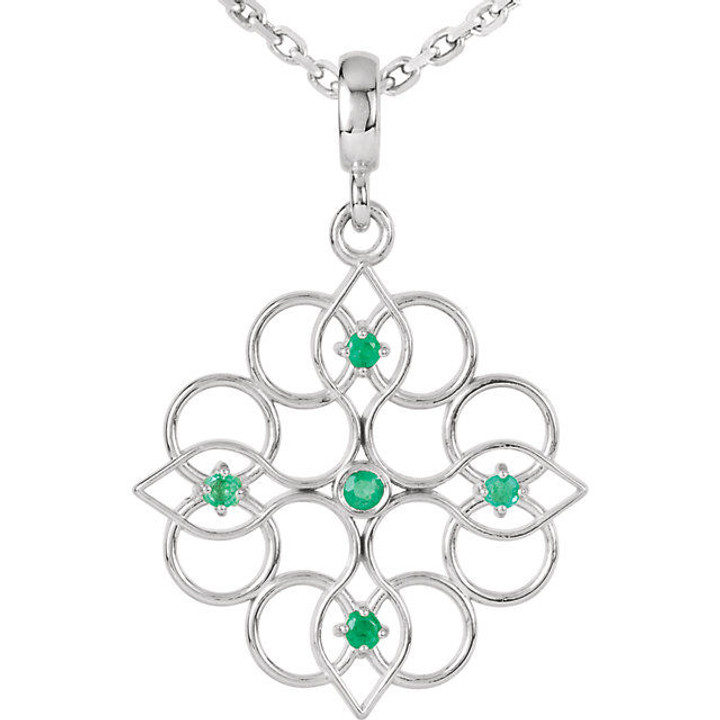 Sterling Silver Emerald Necklace