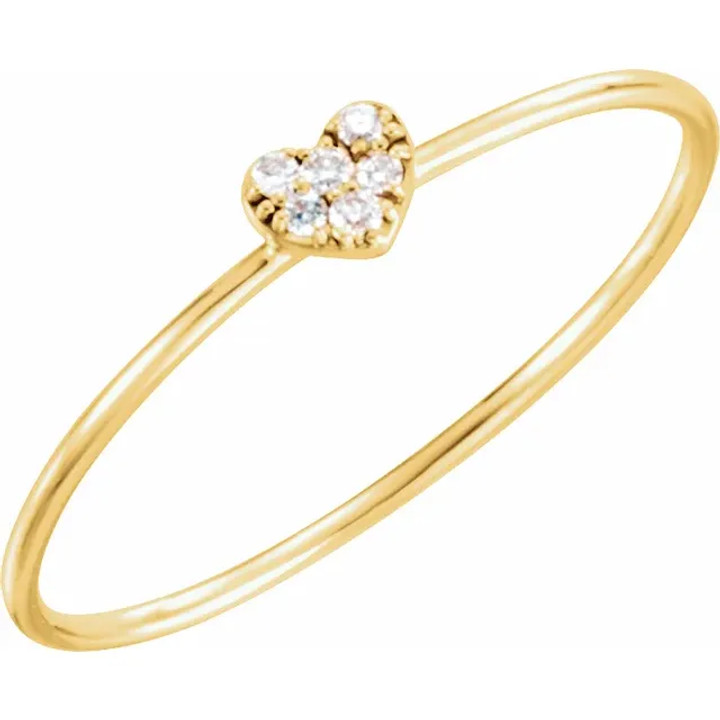 14K Gold Natural Diamond Petite Heart Cluster Ring