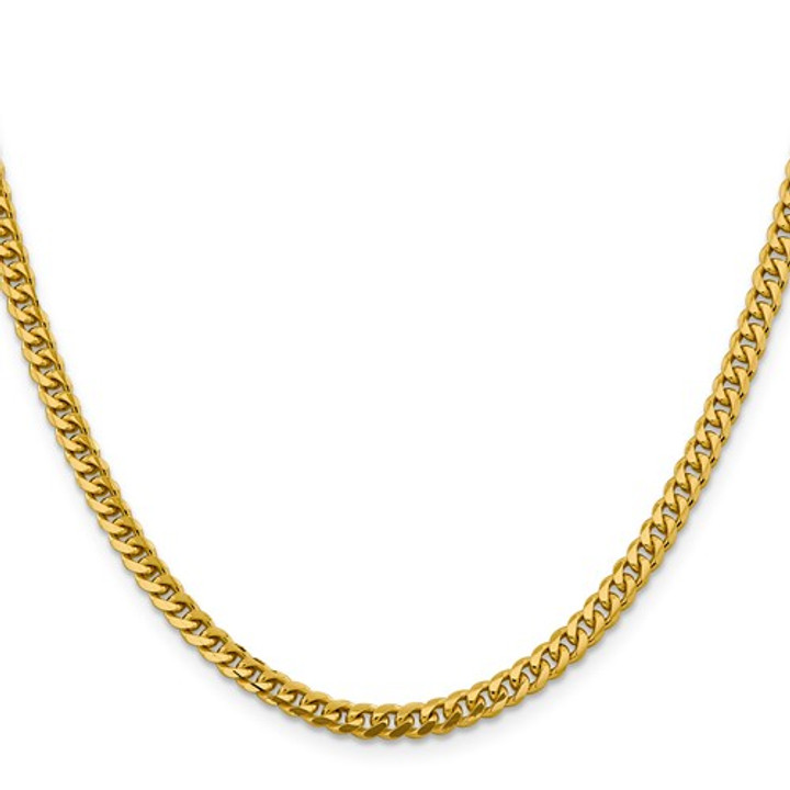 14K Gold Solid Miami Cuban Link 24" Chain