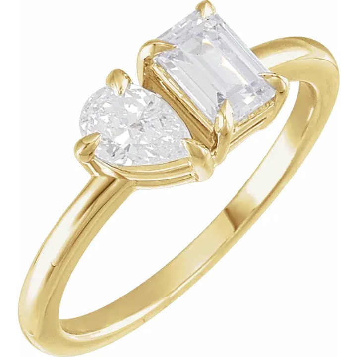 14K Two-Stone 1CTW Lab-Grown Diamond Engagement Ring 