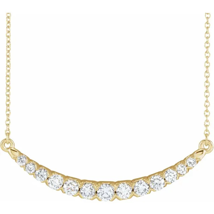 14K Lab-Grown Diamond 3/4 CTW French-Set Bar 18" Necklace