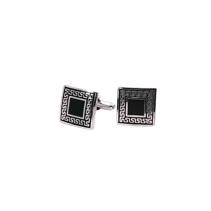 Men's Greek Key Cufflinks Stainless Steel 