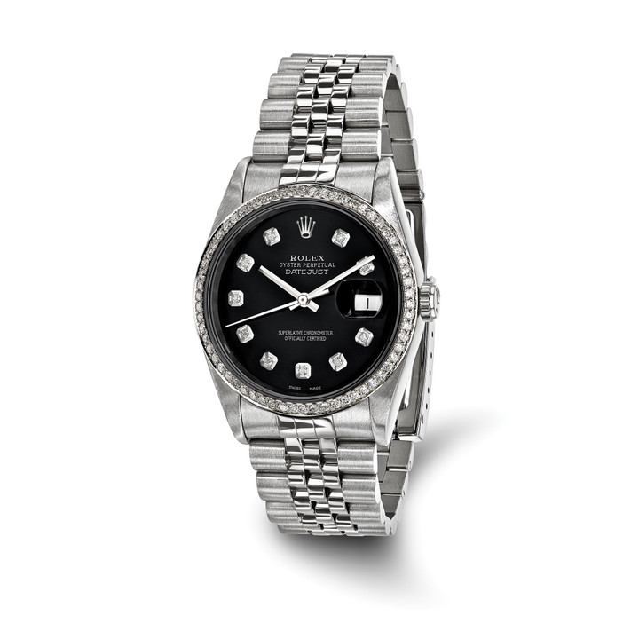 Online Only Pre-owned Independently Certified Rolex Steel/18K Bezel Men's Diamond Black Watch