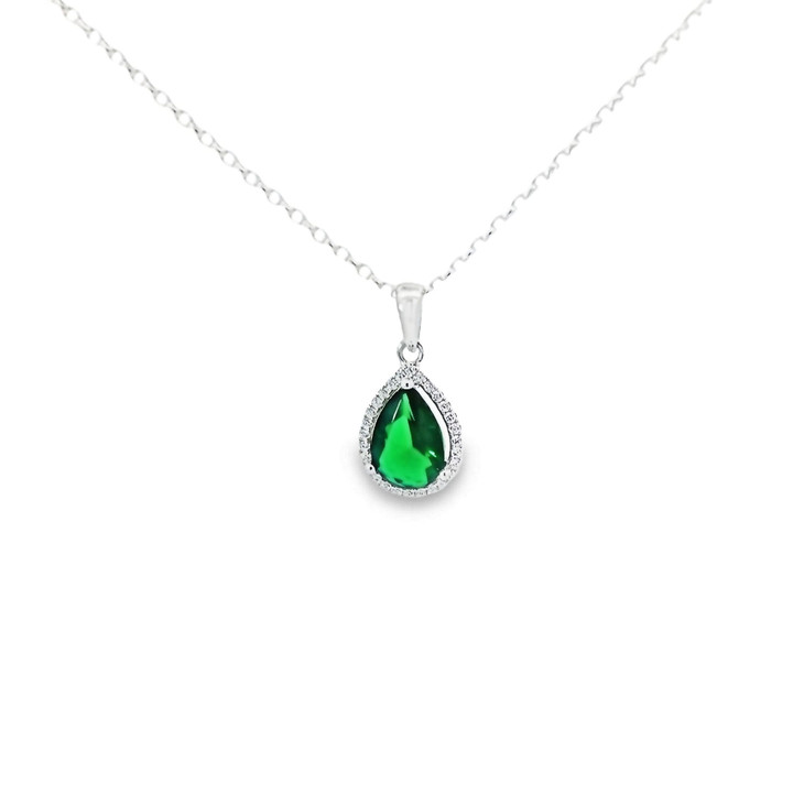 Sterling Silver Imitation Emerald Pendant