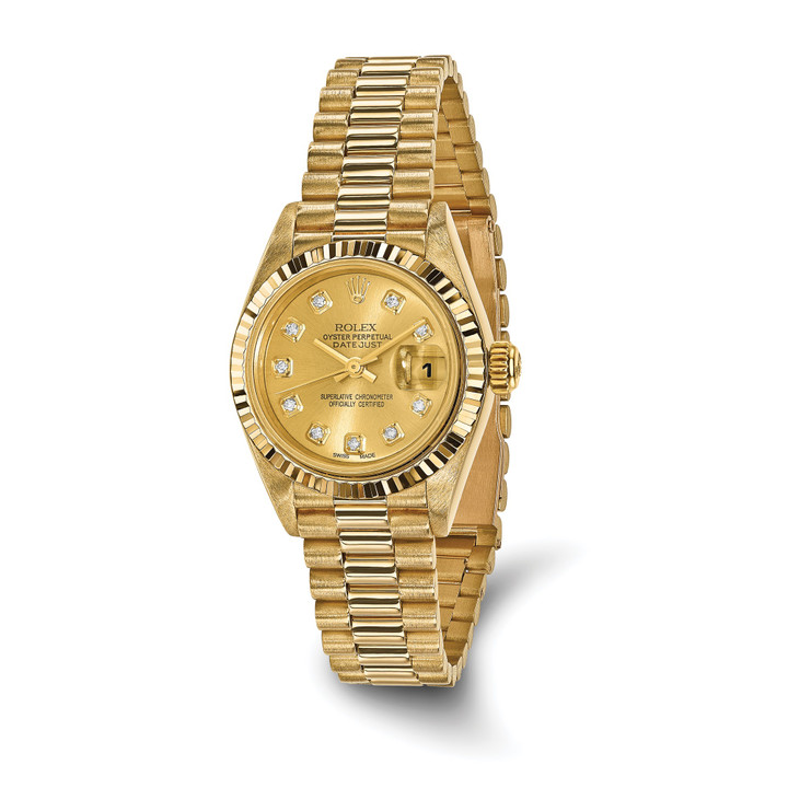 Online Only Pre-owned Independently Certified Rolex 18K Ladies' Datejust Diamond President Watch