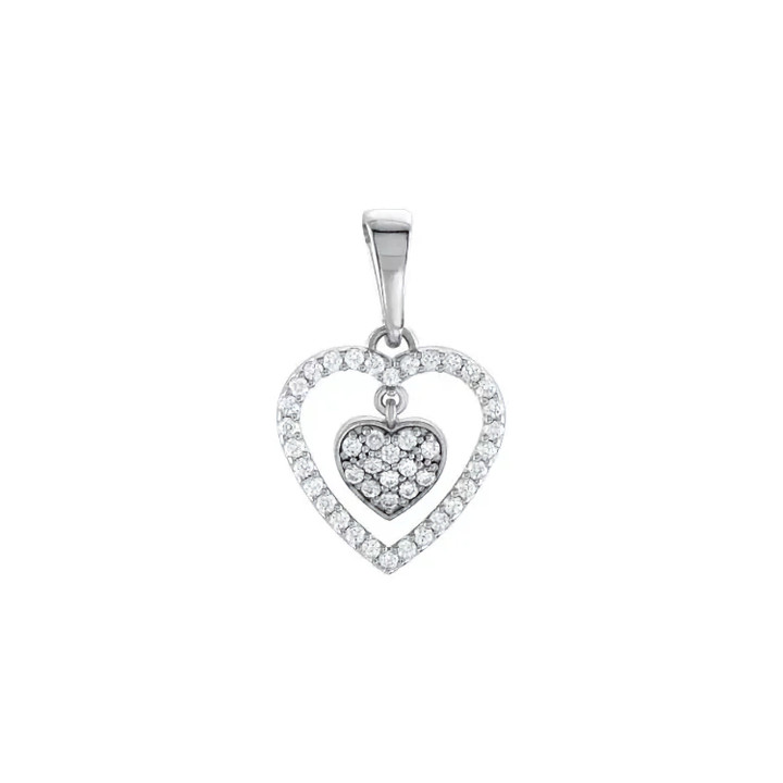 Lab-Grown Accented Heart Pendant