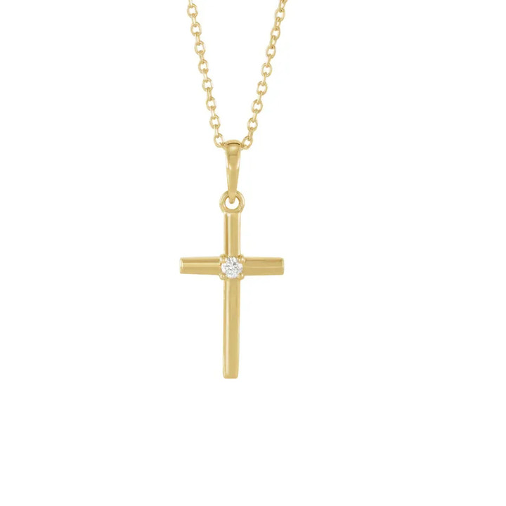 Single Stone Diamond Cross Necklace