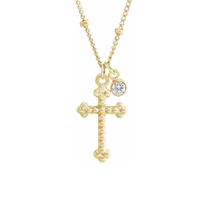 Diamond Beaded Cross Necklace