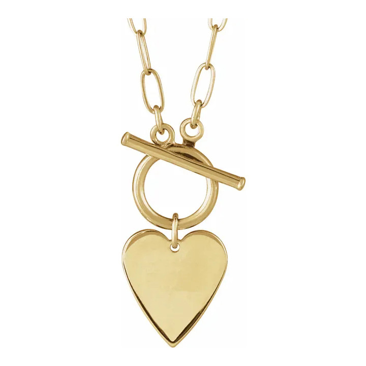 Engravable Heart Toggle Necklace