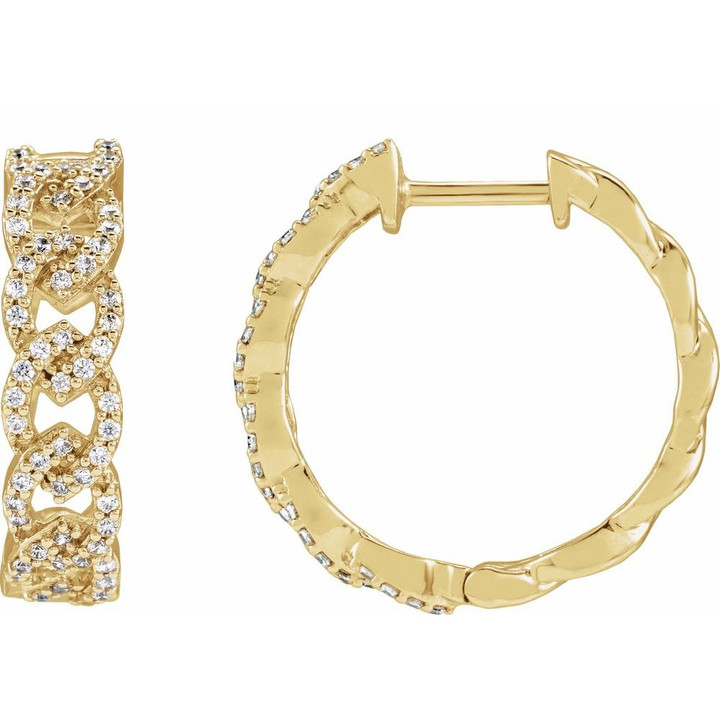 14K Gold 1/2 CTW Lab-Grown Diamond Hoop Earrings