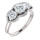 White Gold 3-Stone Halo Engagement Ring