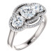 White Gold 3-Stone Halo Engagement Ring