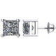 2.0 CT TW Princess Cut Diamond Stud Earrings Side Profile